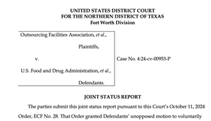 image showing Outsourcing Facilities Association, et al., Plaintiffs, v. U.S. Food and Drug Administration, et al., Defendants. Case No. 4:24-cv-00953-P JOINT STATUS REPORT