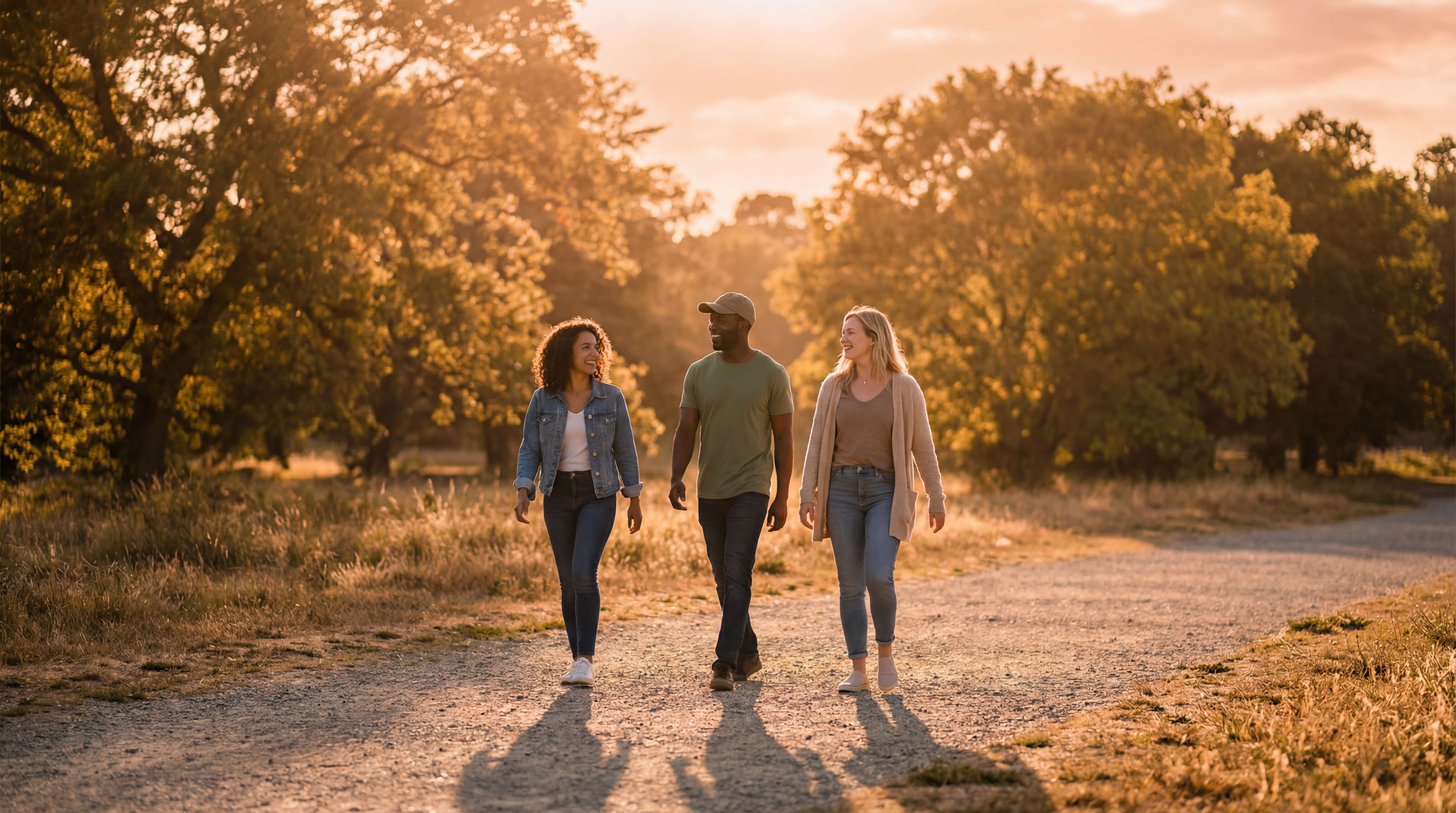 friends-walking-through-pathway