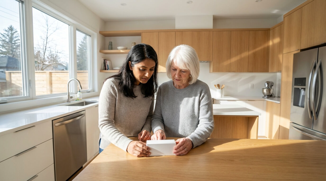 women-reading-box-counter